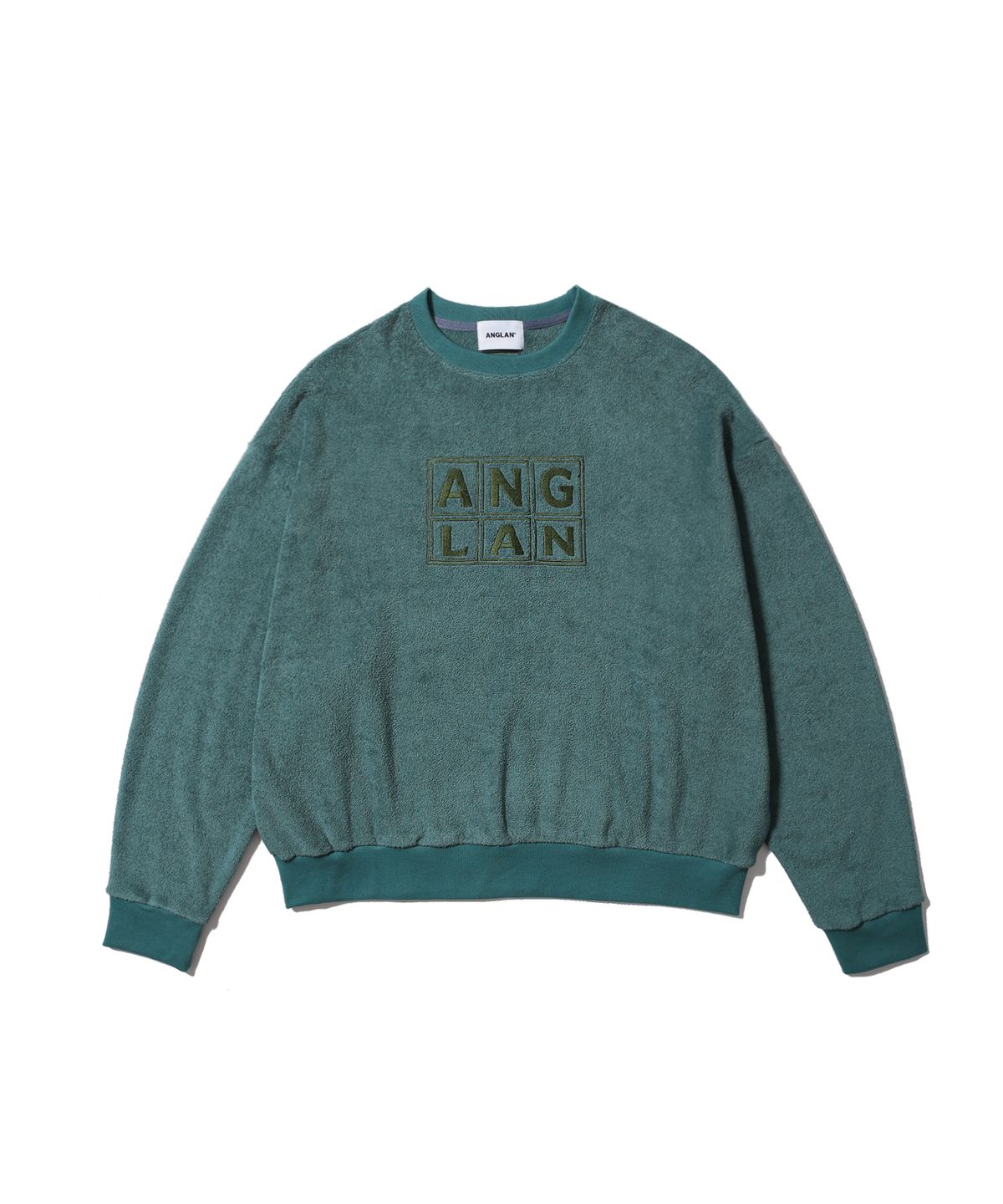 앵글런(ANGLAN) Terry Embroidered Pullover - Blue Green