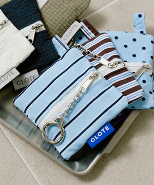 키링 파우치 - 스트라이프 블루