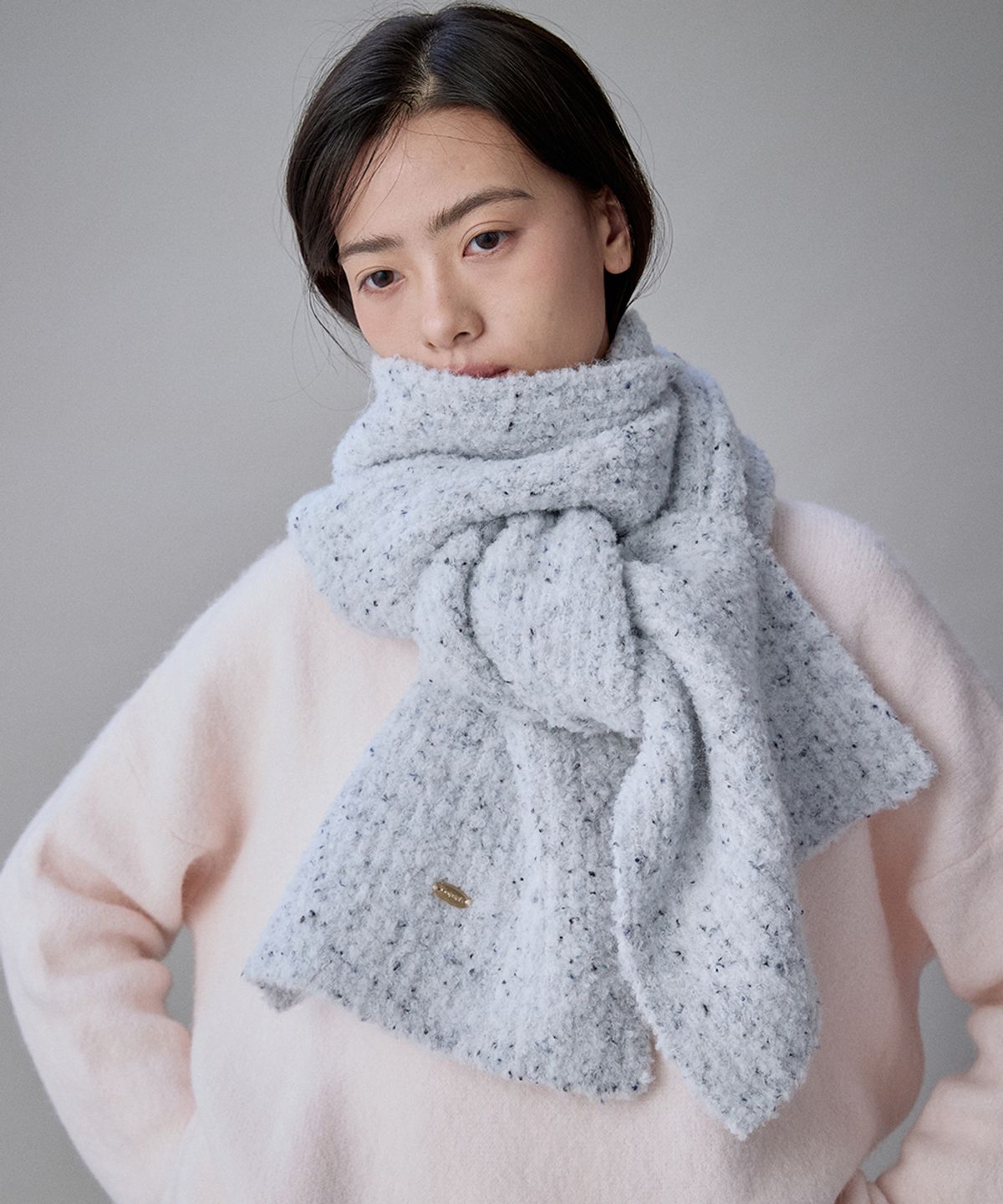 코케트(COQUET) Fleury Boucle Bokashi Wool Muffler Melange Gray