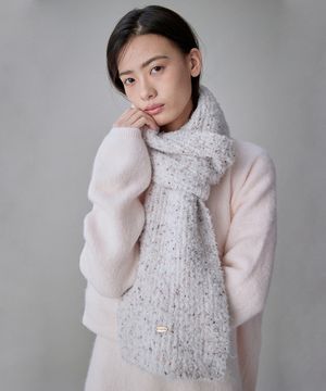 Fleury Boucle Bokashi Wool Muffler Oatmeal Melange