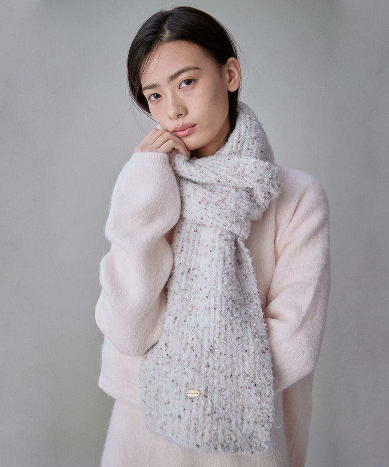 Fleury Boucle Bokashi Wool Muffler Oatmeal Melange