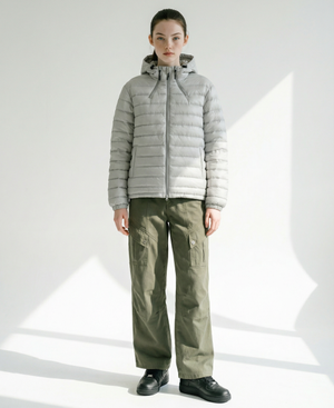 글로시 쓰리웨이 라이트 후디 패딩_라이트그레이