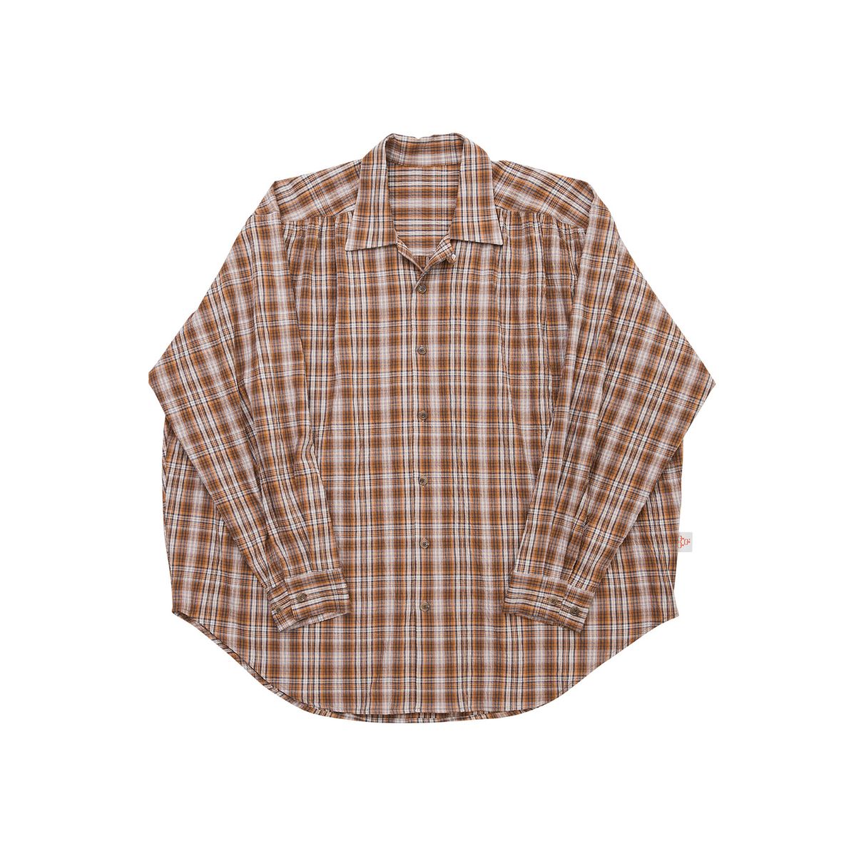 고트(GORT®) 체크 오픈 카라 셔츠-체크 오렌지