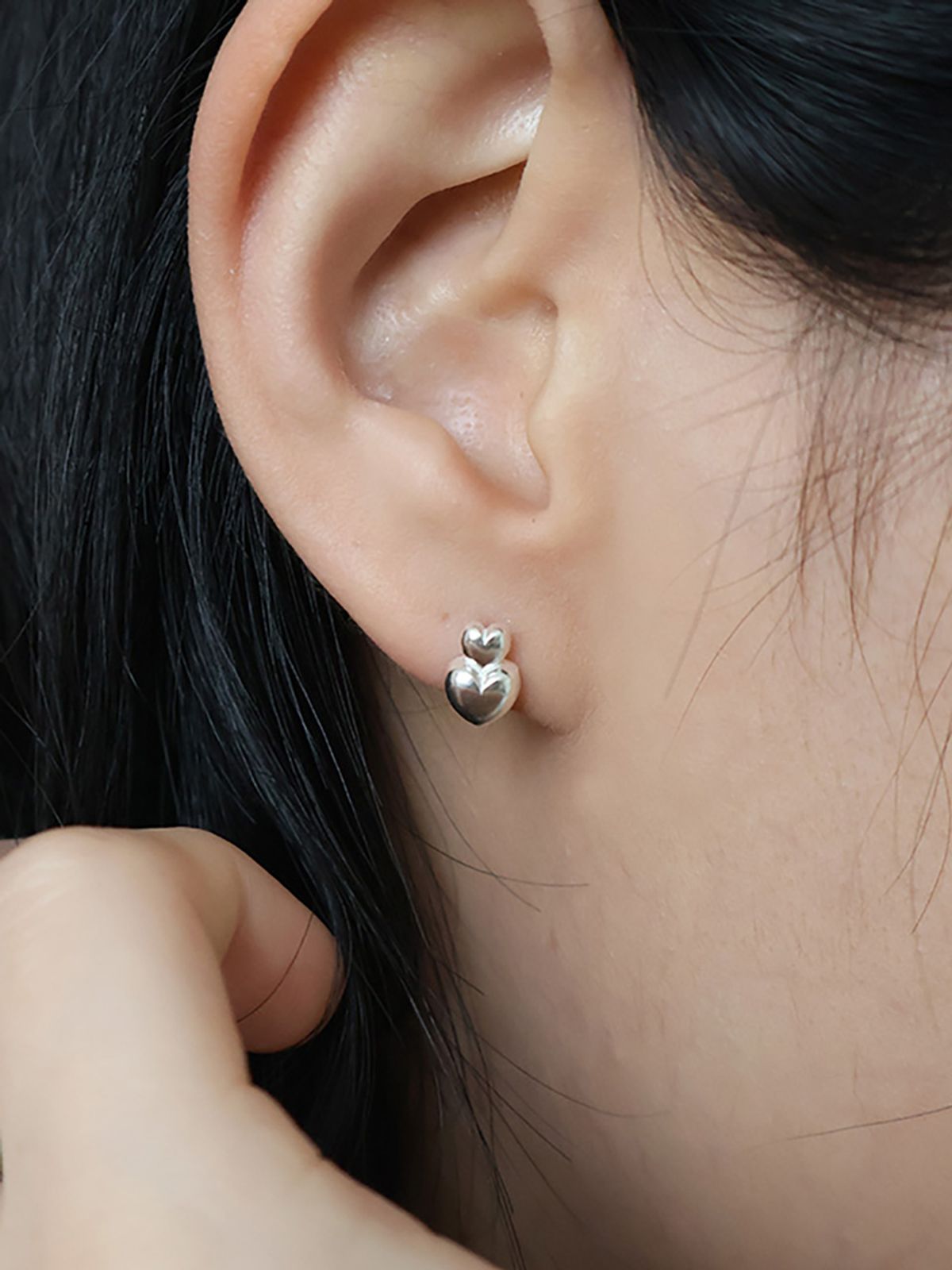 몽드린느(MONDELIGNE) Puff heart earring