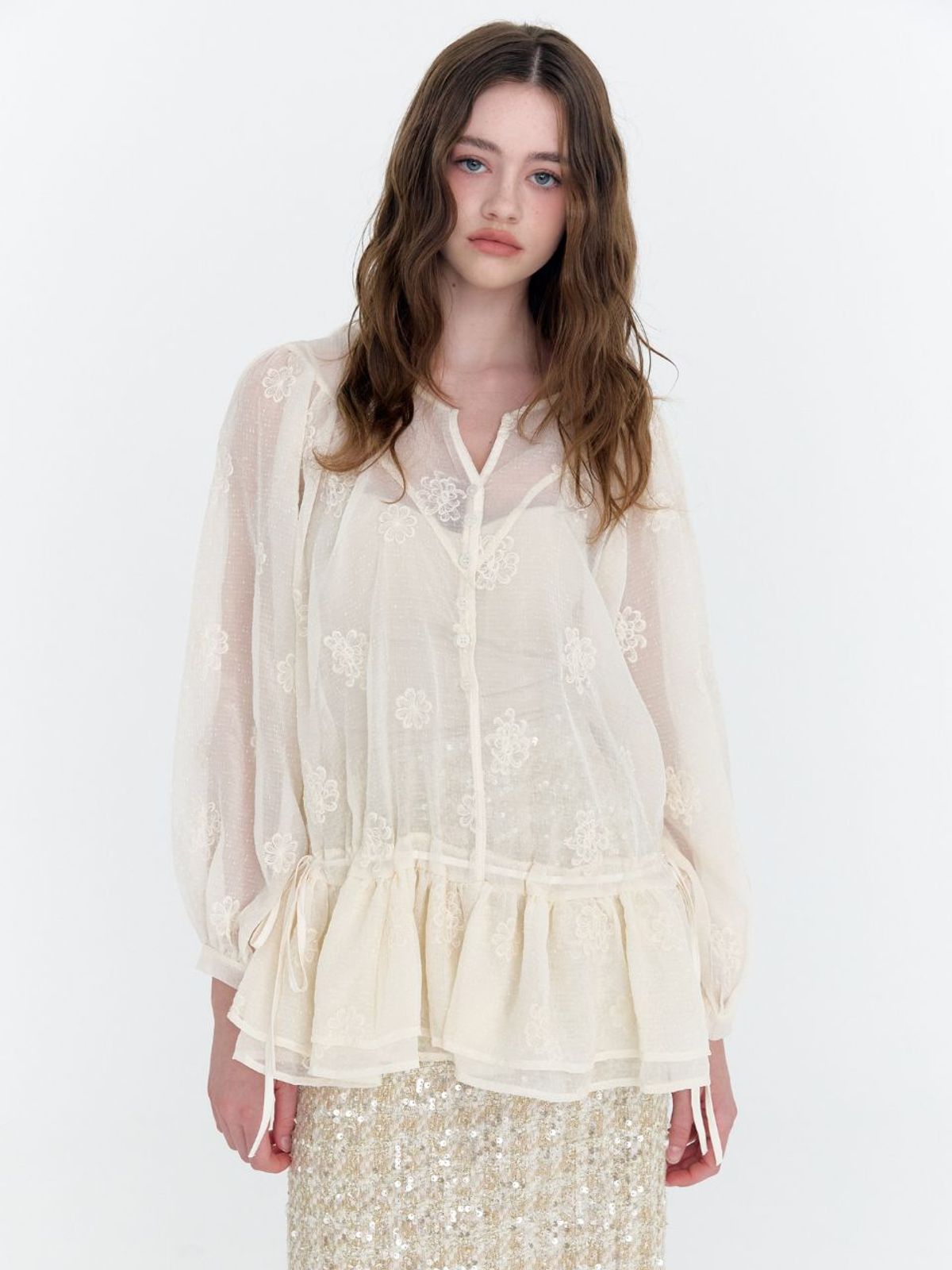 패브릭서울(FABRICSEOUL) monet organza frill string blouse
