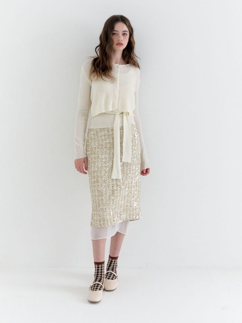 wool tweed spangle skirt