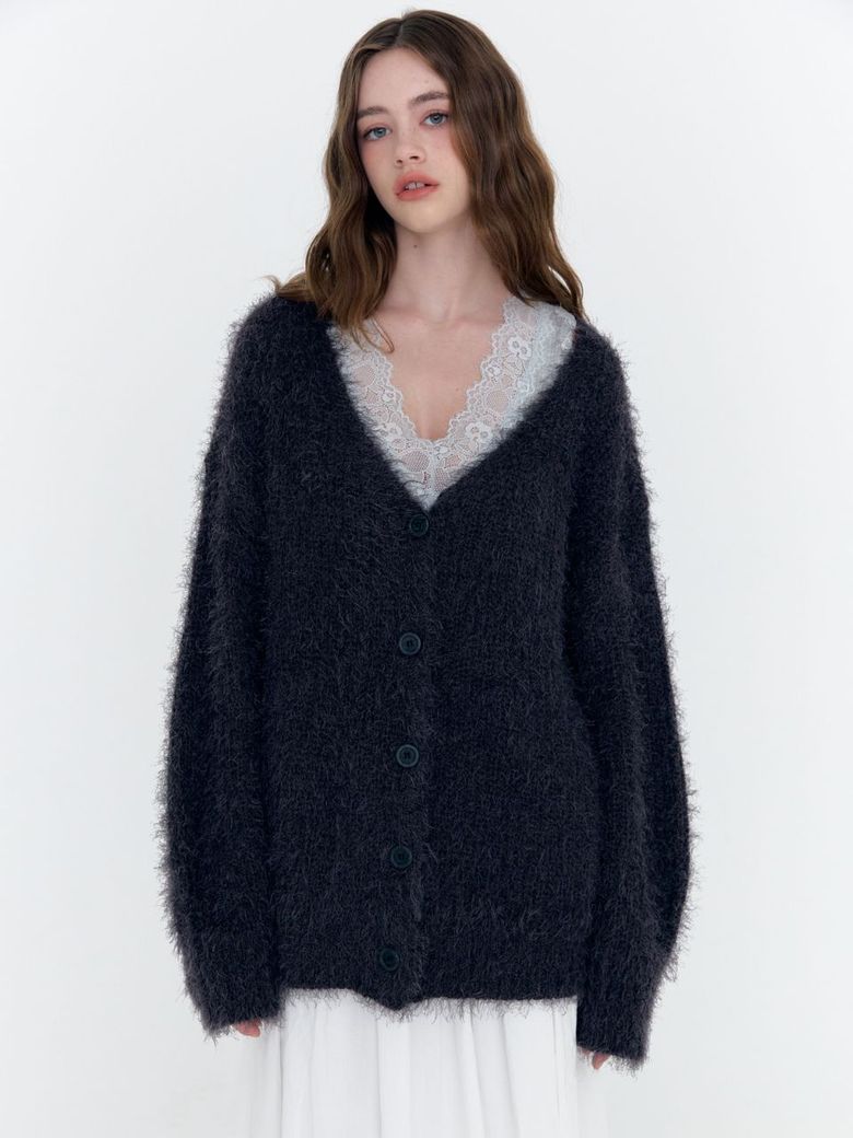 cozy feather knit cardigan