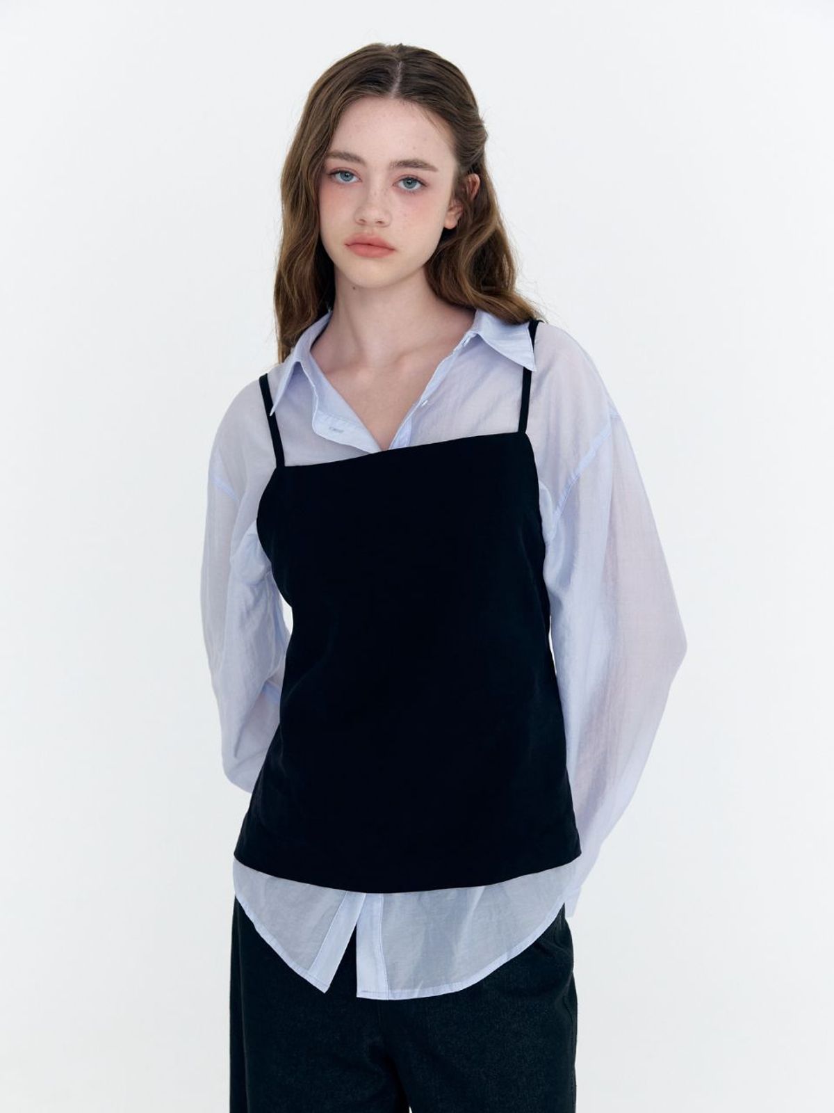 패브릭서울(FABRICSEOUL) tencel shirts + bustier blouse set