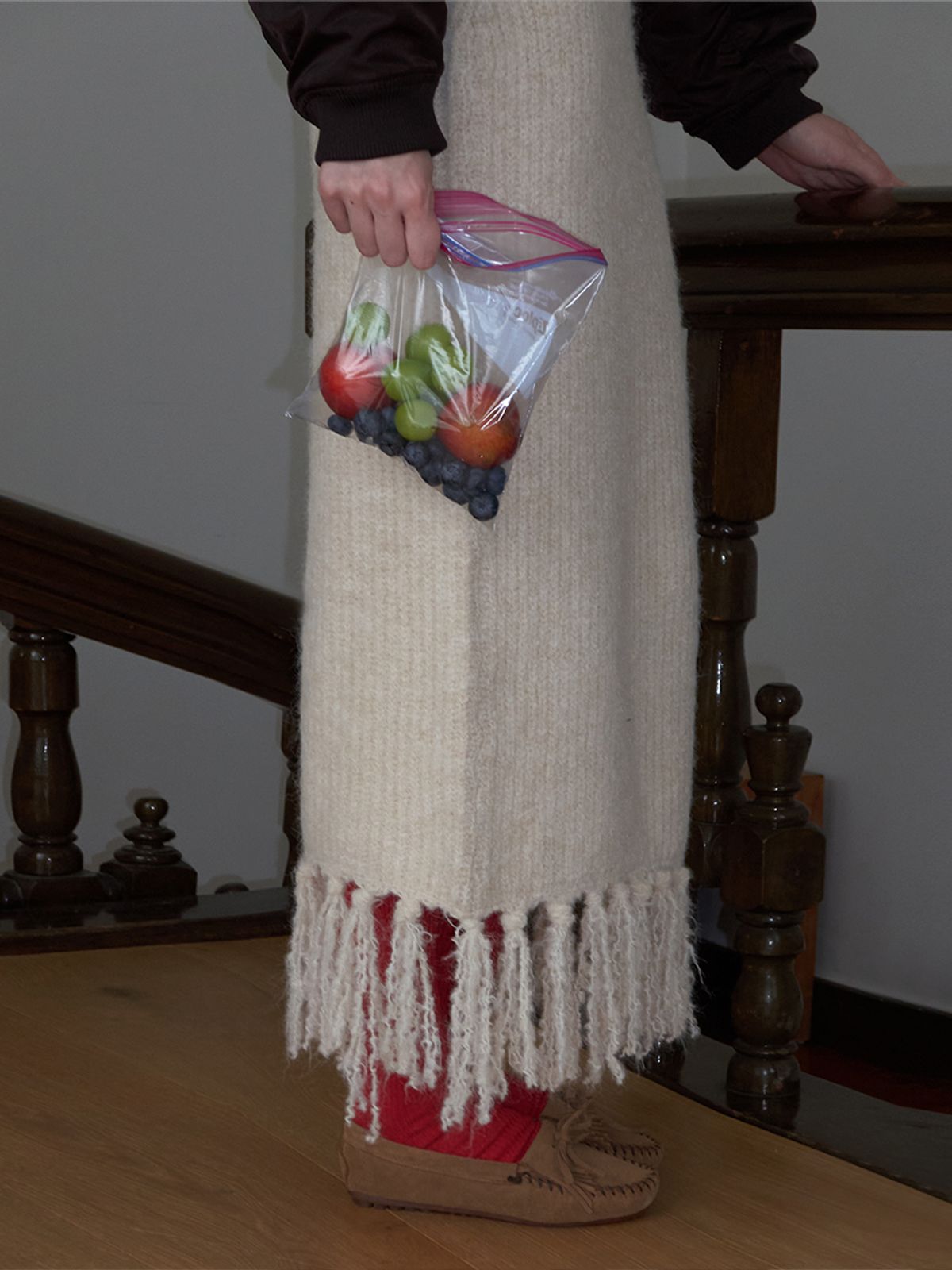메종크렘(MAISON CREME) Fringe Knit Skirt _ Cream