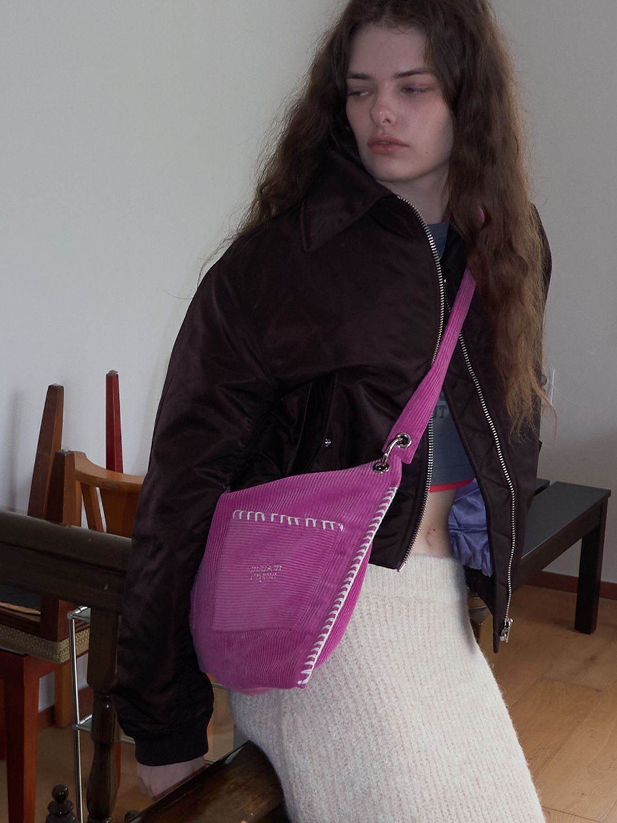 메종크렘(MAISON CREME) Grande Collage Bag _ Corduroy Mazenta