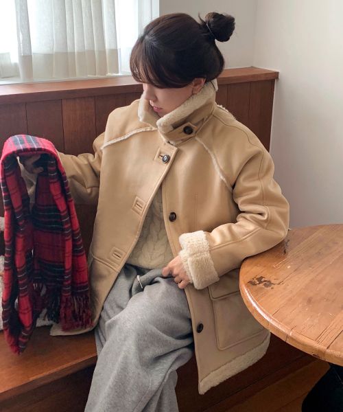시어링 카라 무스탕 코트 [BEIGE] / WBE4L10525 source detail 14