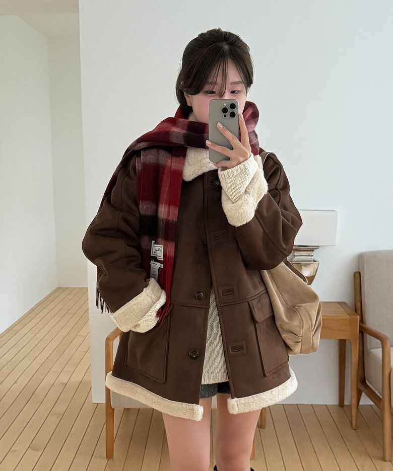 [알로하 PICK] (우먼) 무스탕 하프코트_브라운