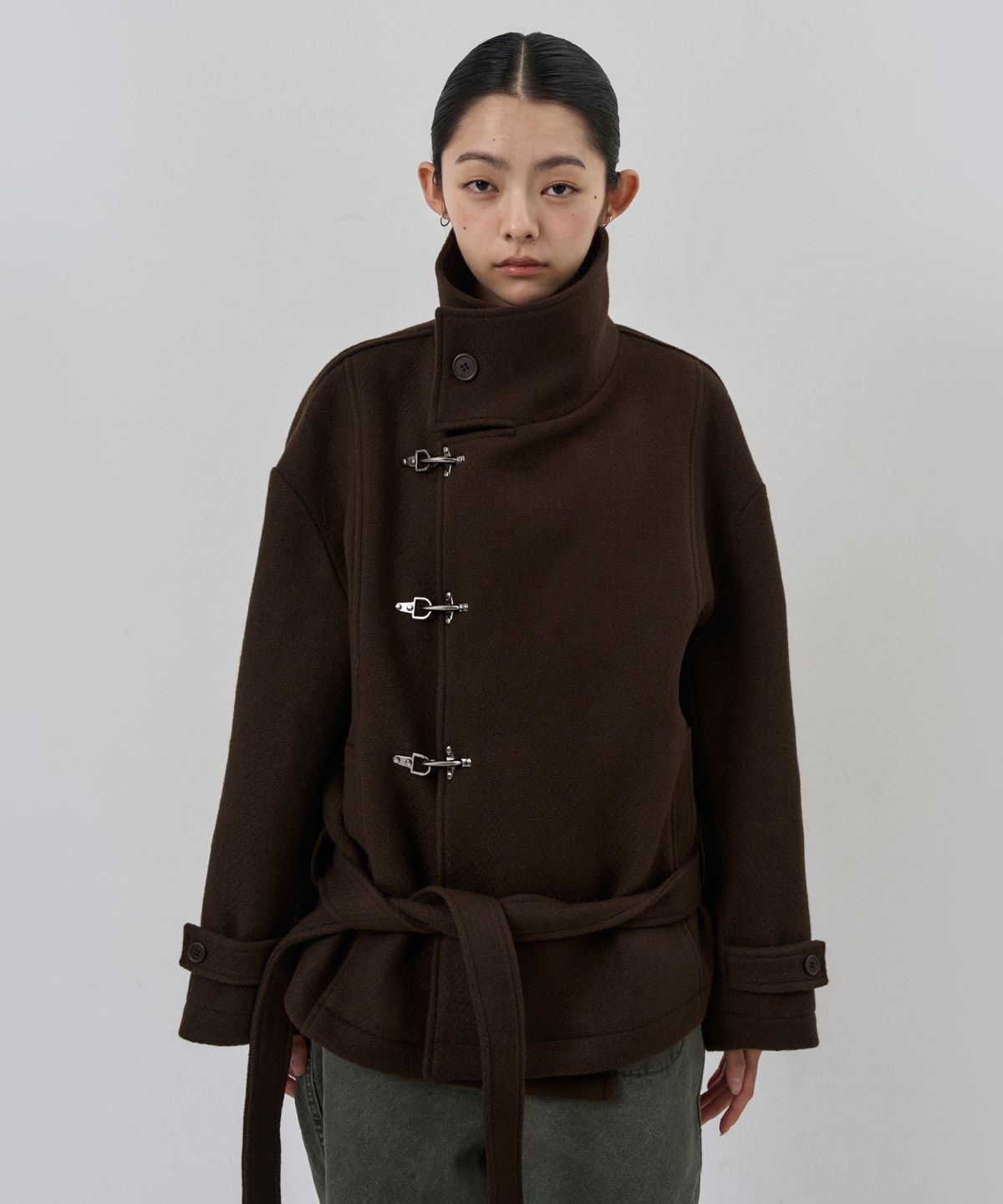누아클레(NUAKLE) (w) 루프 미디 울 코트_초코 브라운