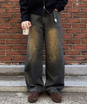 입체 백포켓 벌룬 와이드 데님 팬츠 2 Color [ULZD_0049]