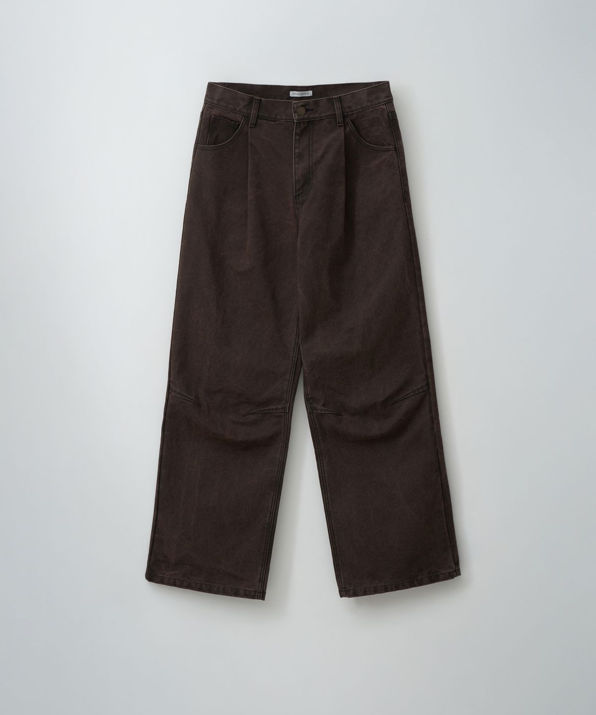 더스티화이트(DUSTYWHITE) BROWN DIRTY WASHED OXFORD WIDE TUCK PANTS