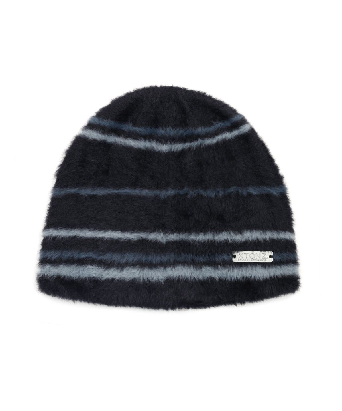엑스톤즈(XTONZ) XTA095 스트라이프 소프트 헤어리 비니 (BLACK)