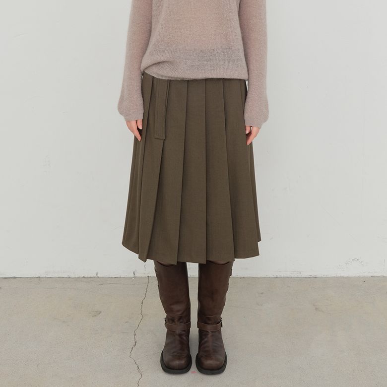Bound Pleats Skirt (Brown)