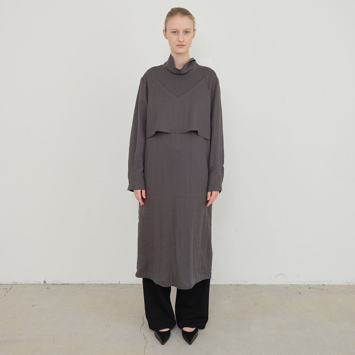 노우드(NOEUD) Bustier Layer Dress (Charcoal)