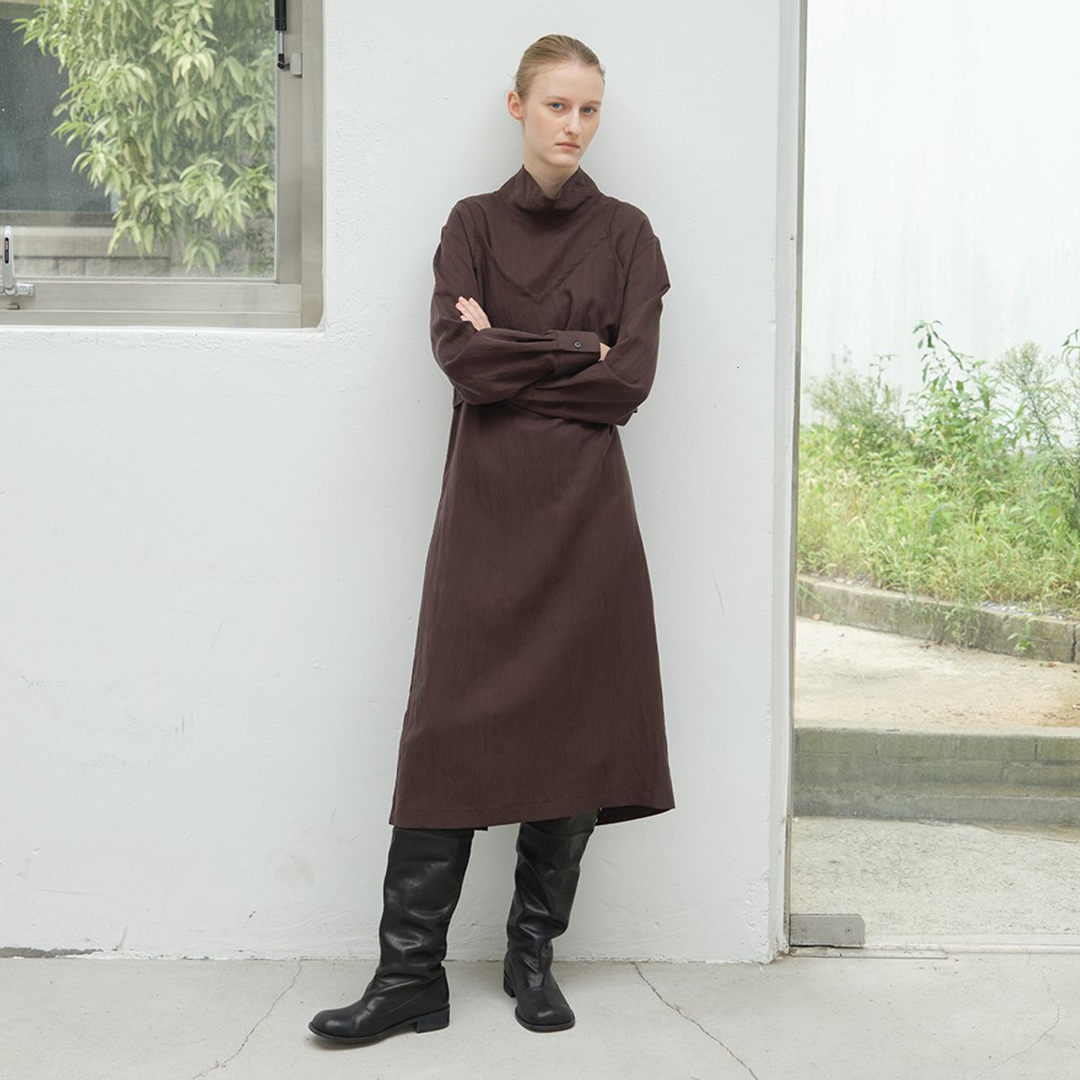 노우드(NOEUD) Bustier Layer Dress (Brown)
