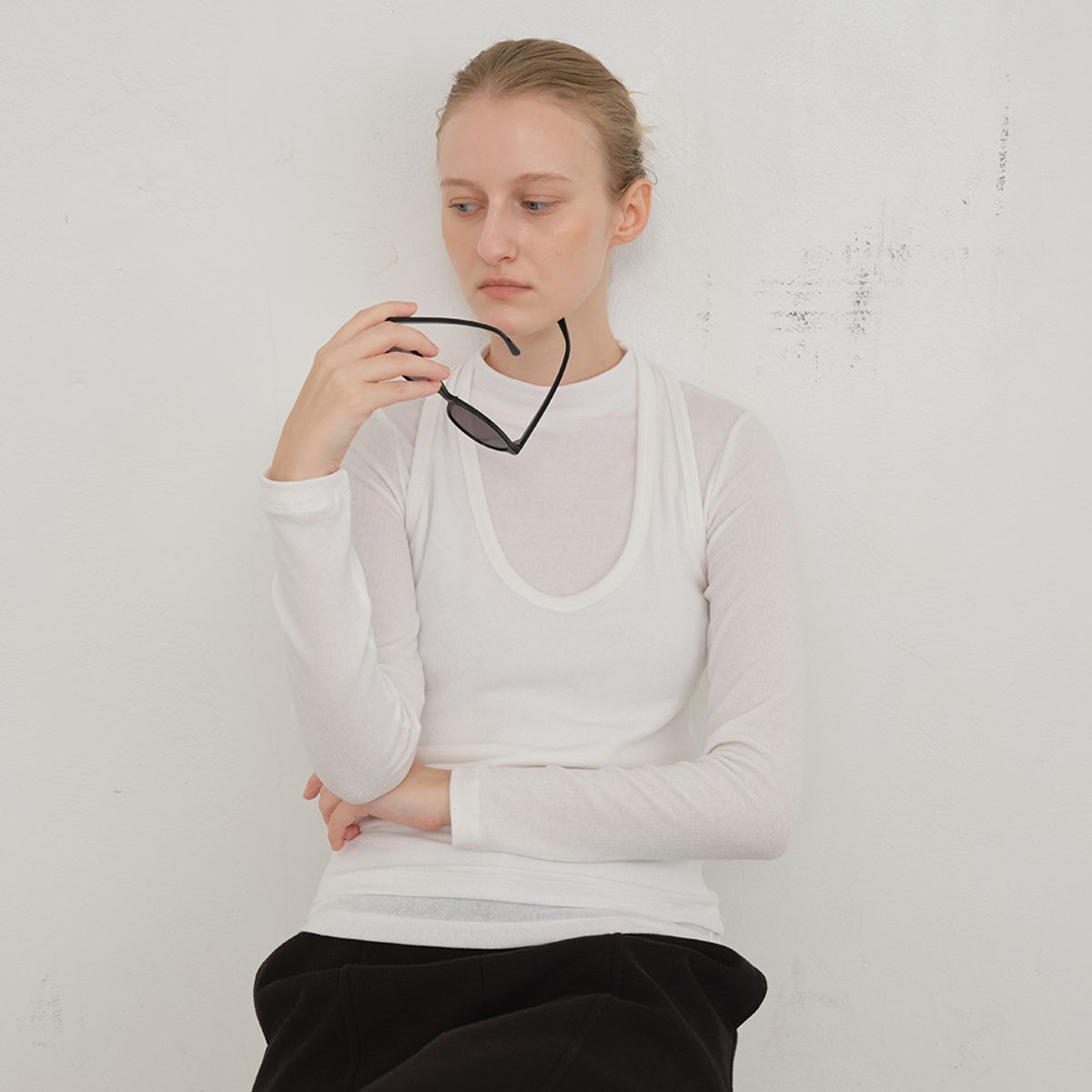 노우드(NOEUD) Dual Halter Tee (Ivory)
