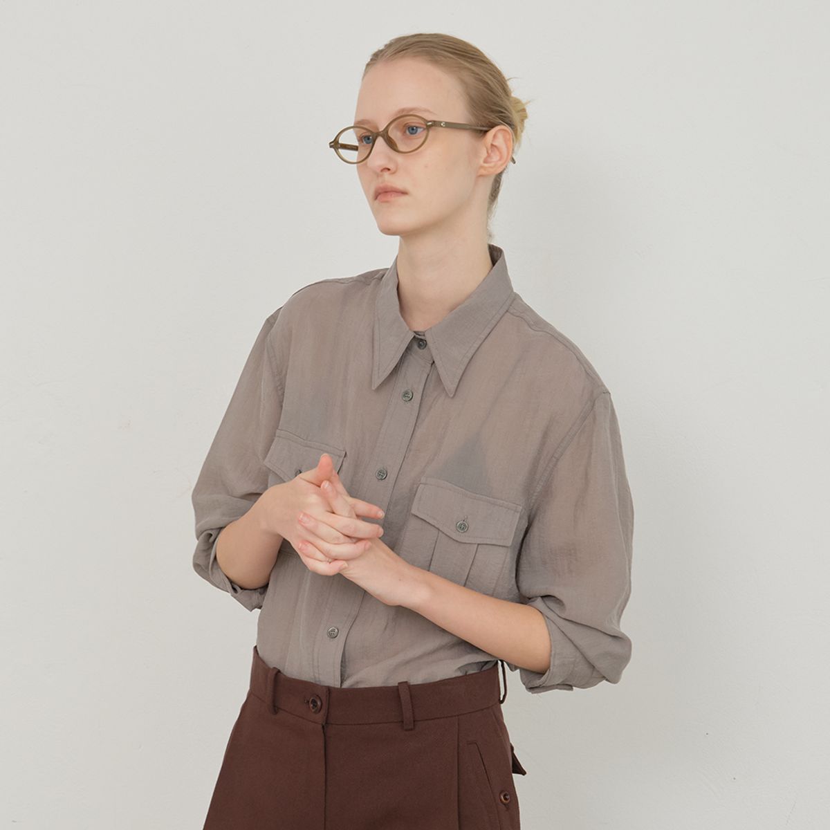 노우드(NOEUD) Objeck Point Shirt (Gray)