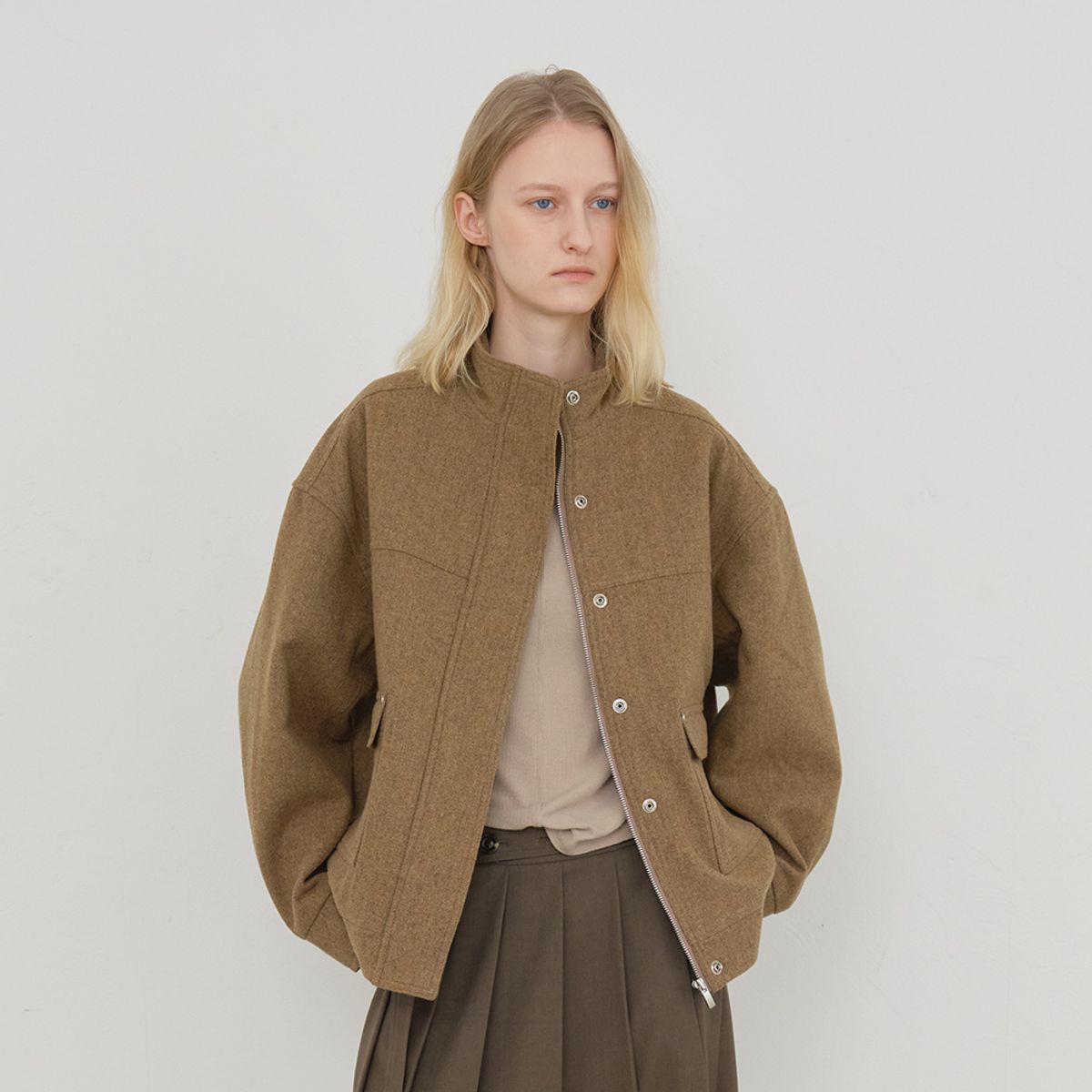 노우드(NOEUD) Woolen Blouson (Beige)