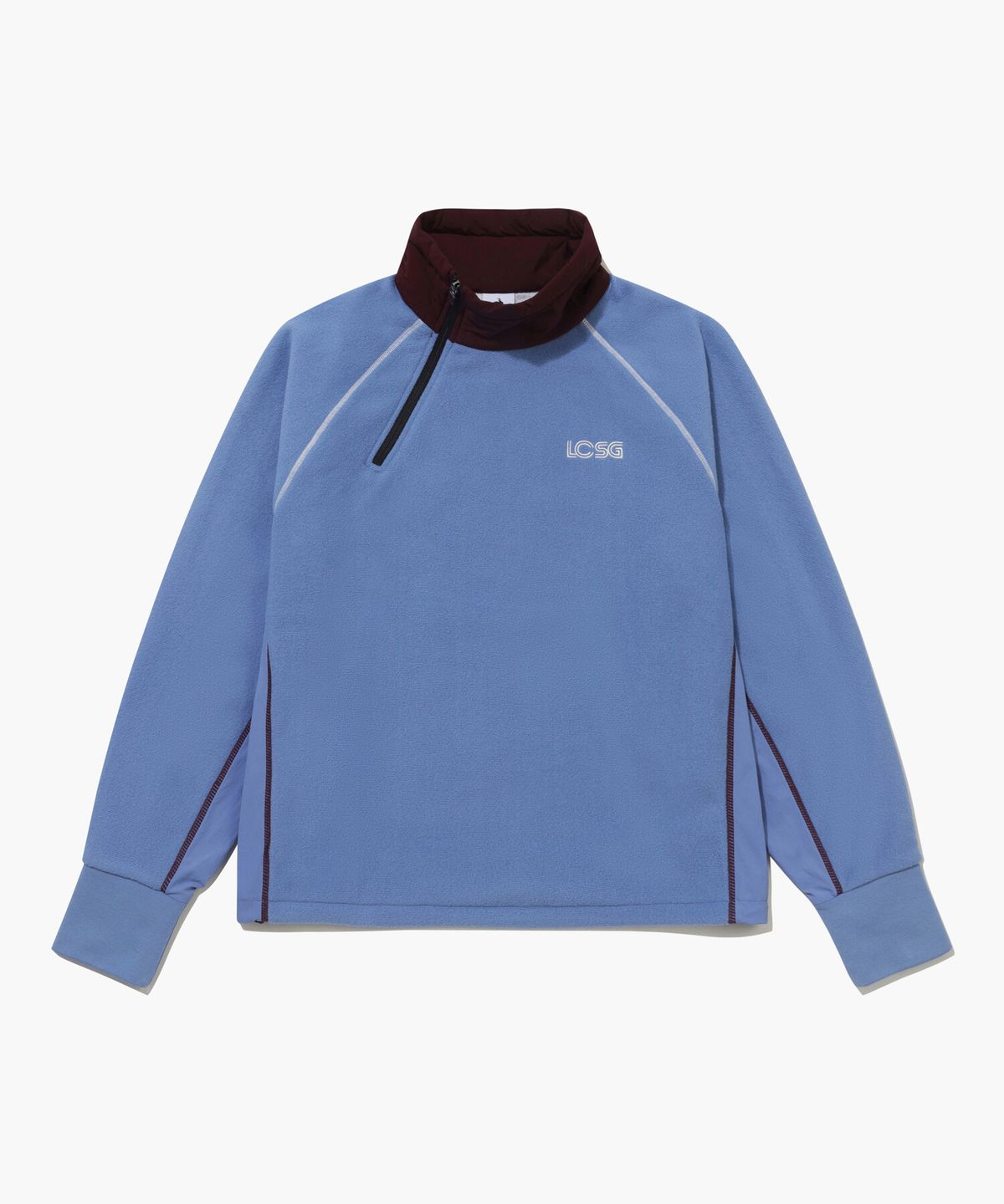 르꼬끄 골프(LECOQ GOLF) 여성 우븐 배색 하프 집업 방풍 플리스 _LBLU GQ422LRLO2
