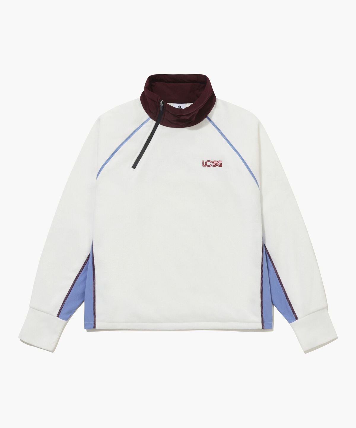 르꼬끄 골프(LECOQ GOLF) 여성 우븐 배색 하프 집업 방풍 플리스 _CREM GQ422LRLO2