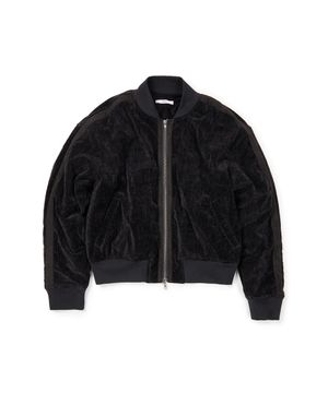 TRIMMING VELVET BOMBER (BLACK)