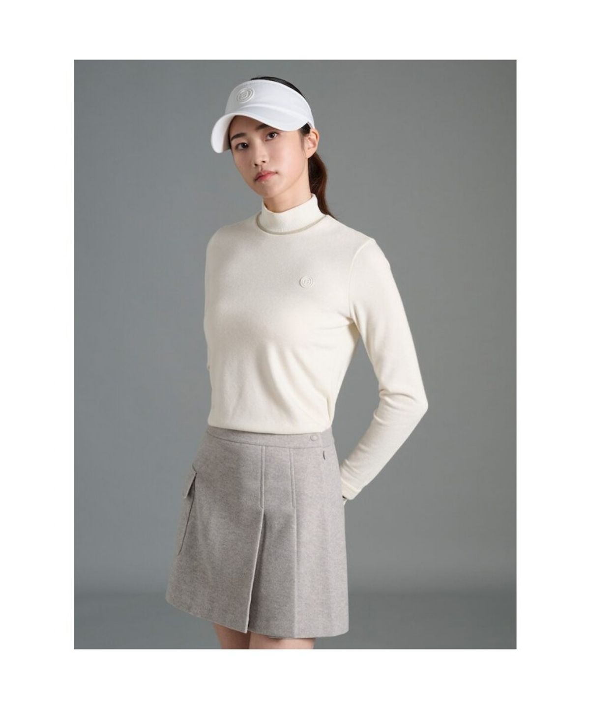 빈폴골프(BEANPOLE GOLF) 여성 기모 하이넥 긴소매 티셔츠  아이보리