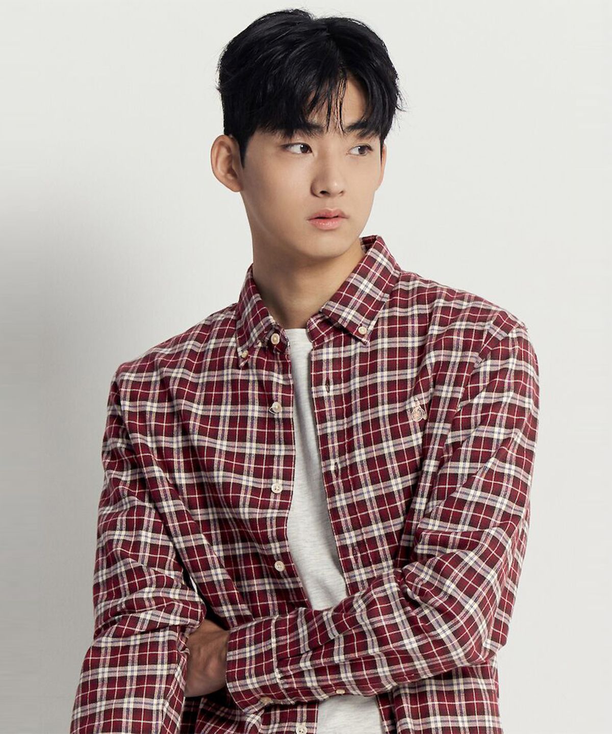빈폴 멘(BEANPOLE MEN) 브러쉬드 트윌 스몰 체크 셔츠  레드