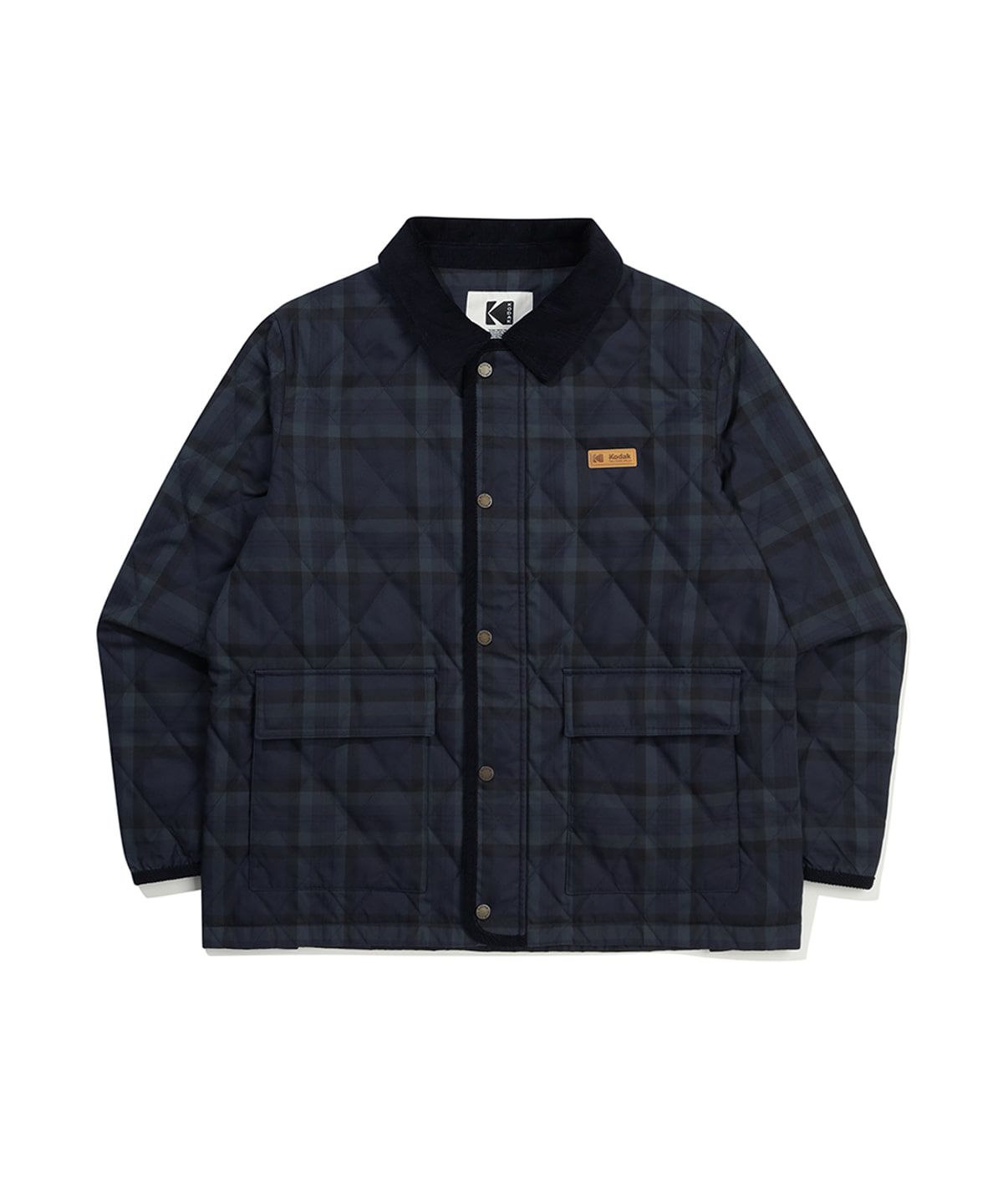 코닥(KODAK) 씨네프레임 체크 경량 퀼팅 자켓 NAVY