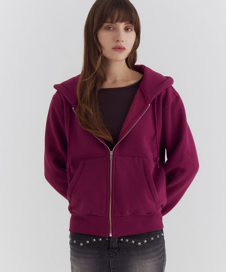 C VELVET LOGO FLEECE ZIP-UP HOODIE_PURPLE