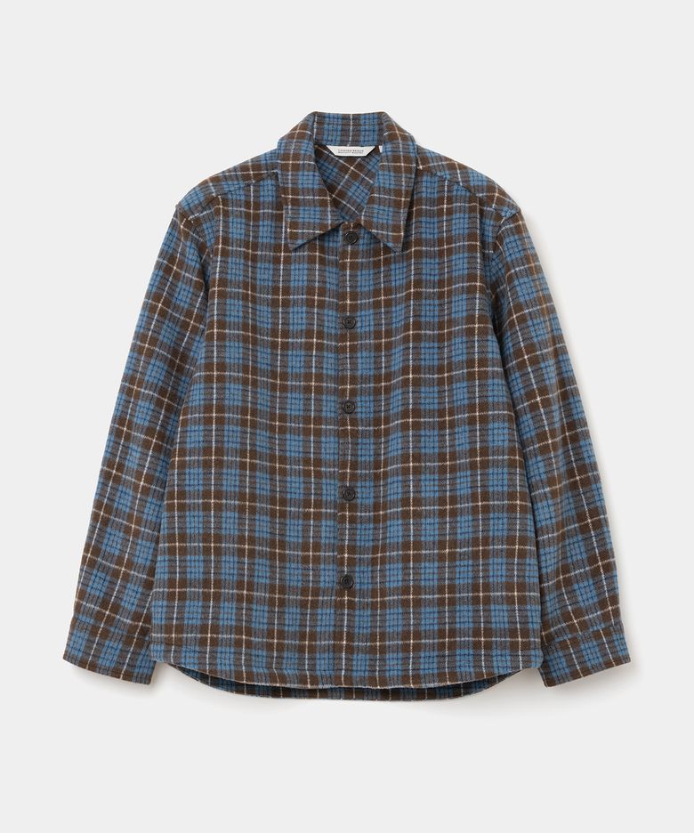 wool heavy check shirt blue