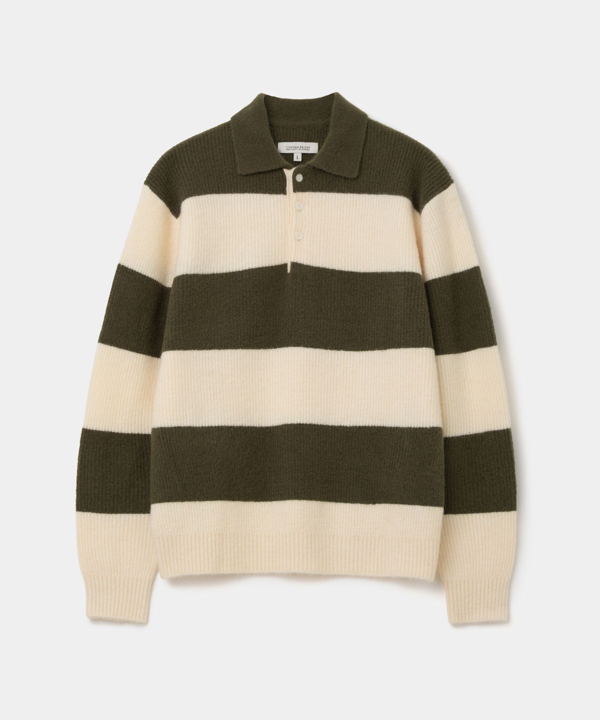 유니폼브릿지(UNIFORM BRIDGE) collar rugby knit olive