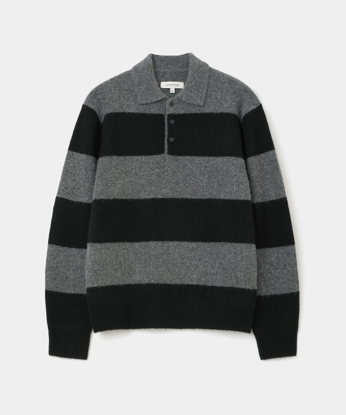 유니폼브릿지(UNIFORM BRIDGE) collar rugby knit black