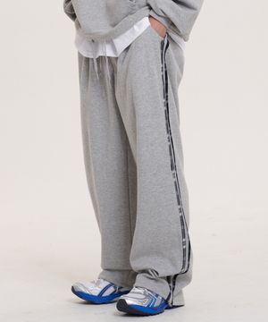 체크라인 원턱 스웻팬츠 (그레이)