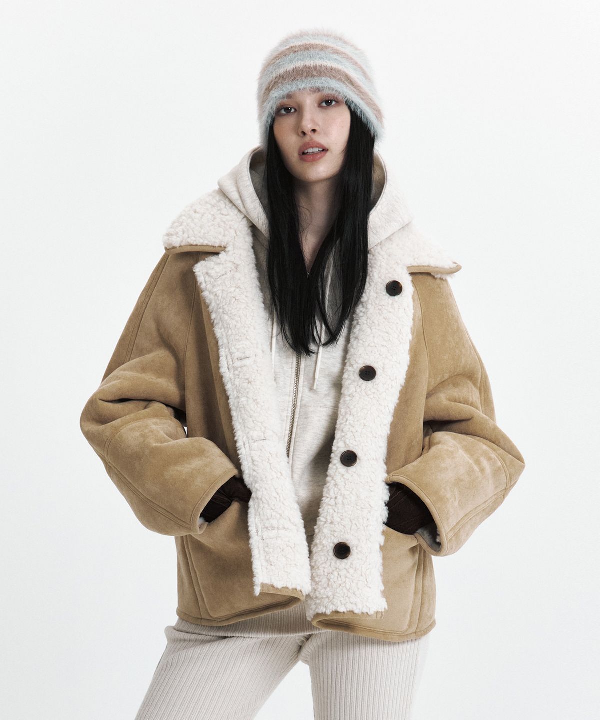 큐리티(CURETTY) C FUR REVERSIBLE MUSTANG_BEIGE
