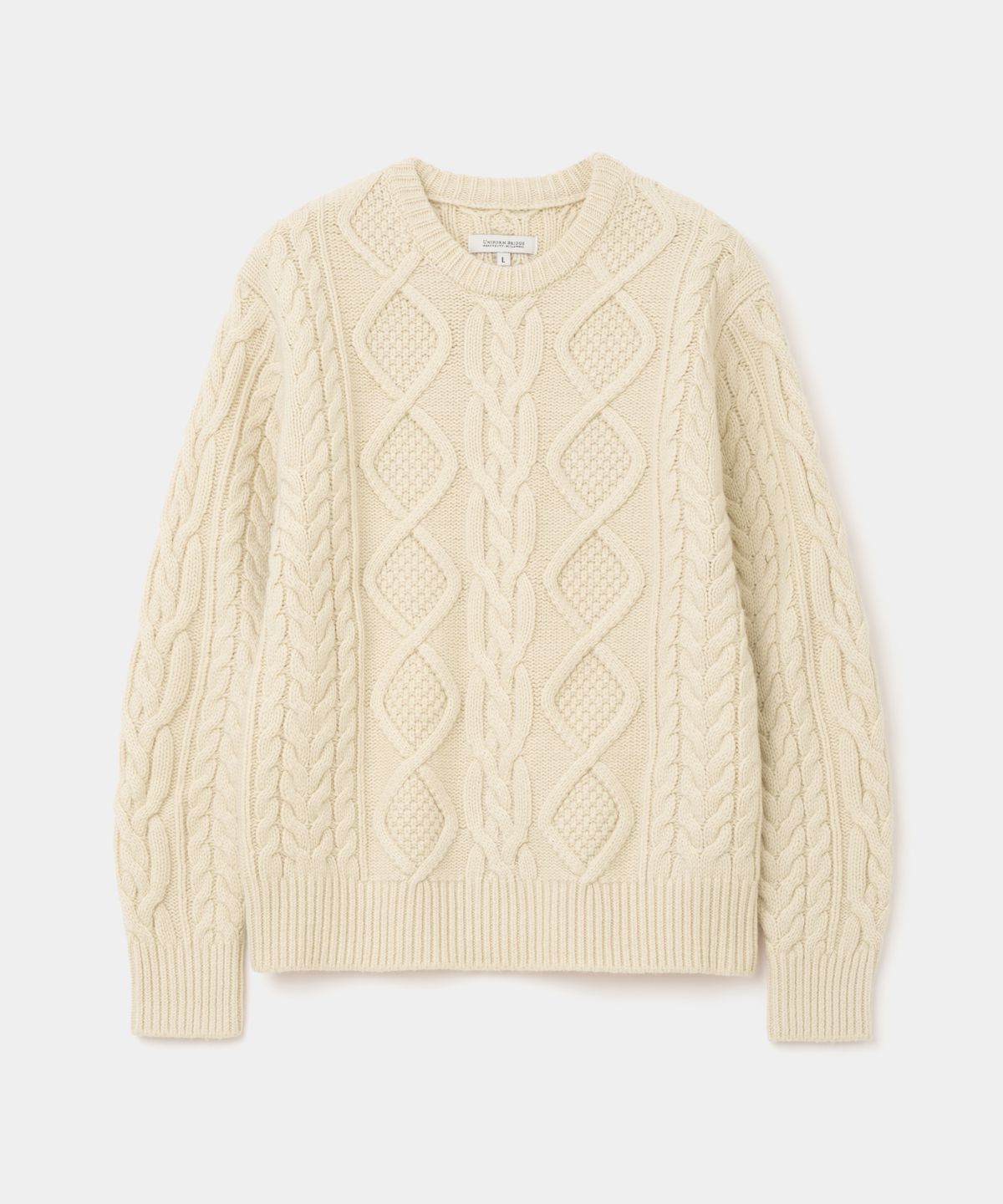 유니폼브릿지(UNIFORM BRIDGE) cable crew neck knit ivory
