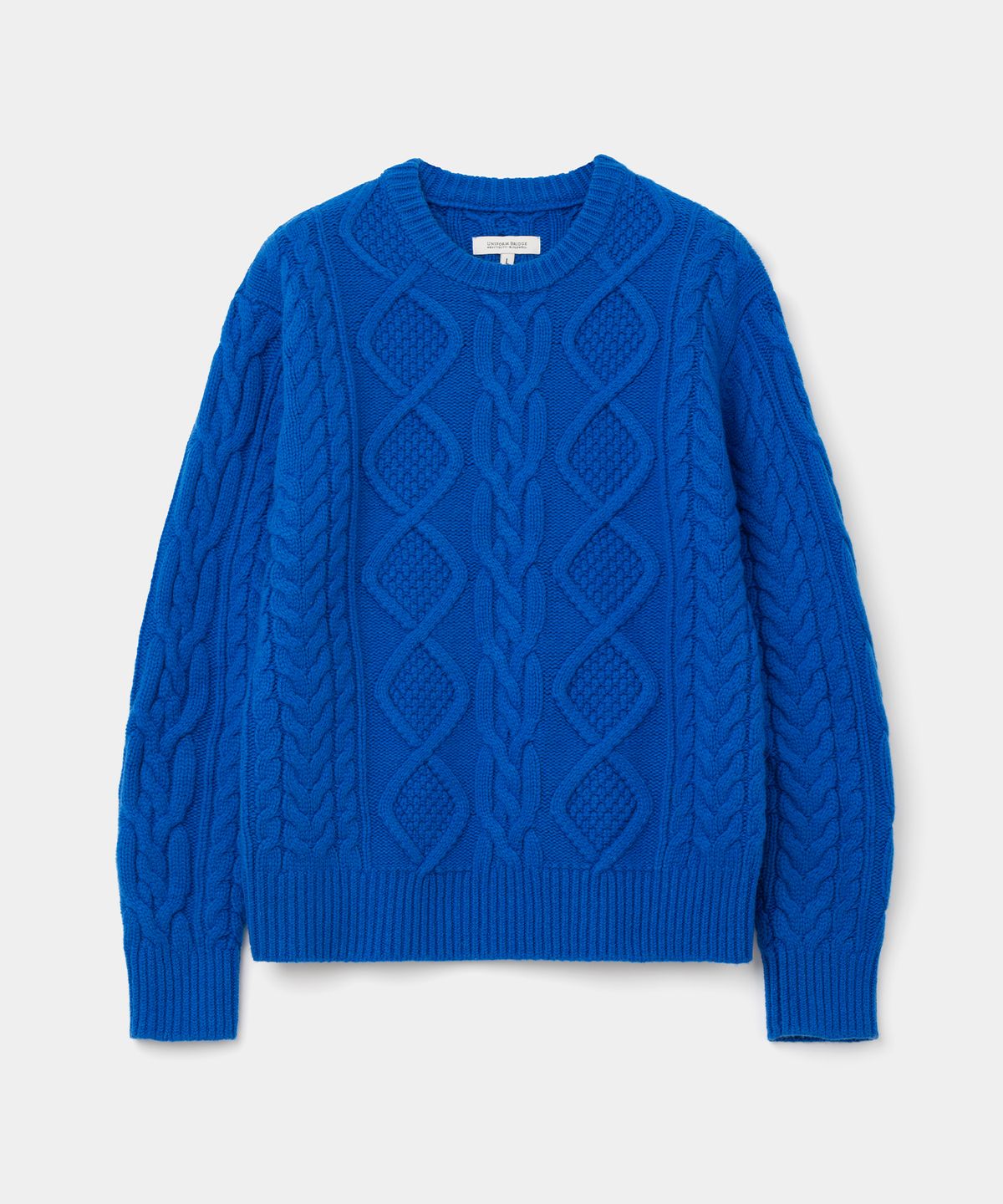유니폼브릿지(UNIFORM BRIDGE) cable crew neck knit blue