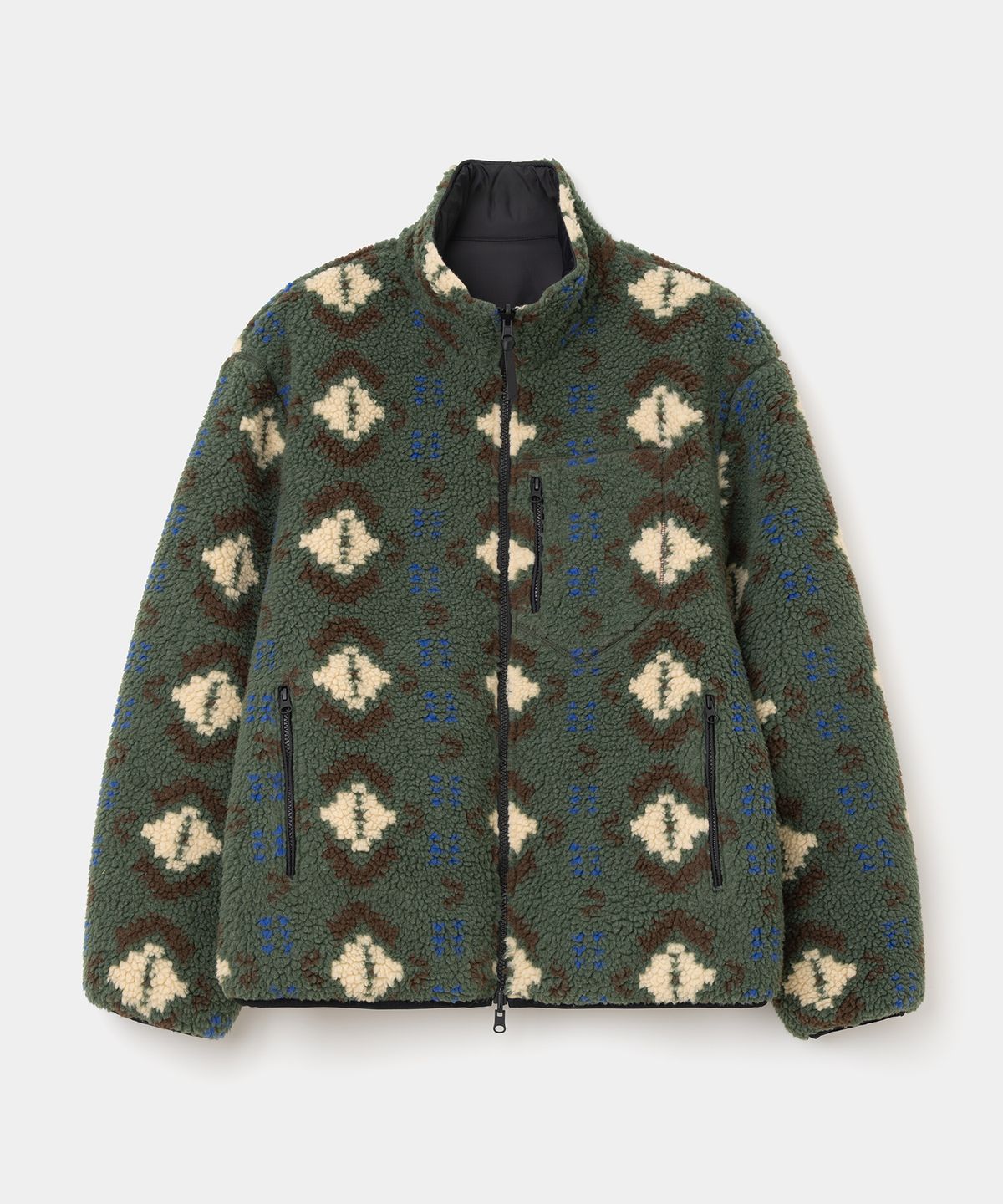 유니폼브릿지(UNIFORM BRIDGE) reversible fleece jumper navajo green