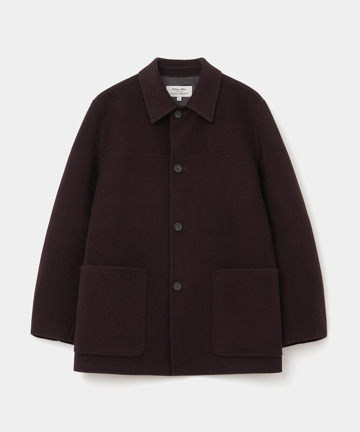 유니폼브릿지(UNIFORM BRIDGE) cashmere blend handmade car coat wine
