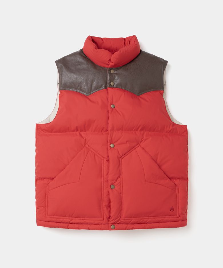 western down vest red