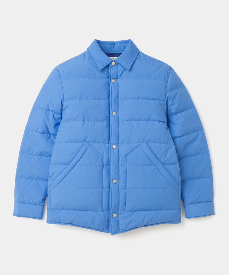 feather down shirt jacket blue