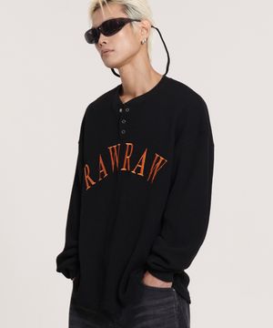 RAWRAW 와플 스냅 헨리넥 (블랙)