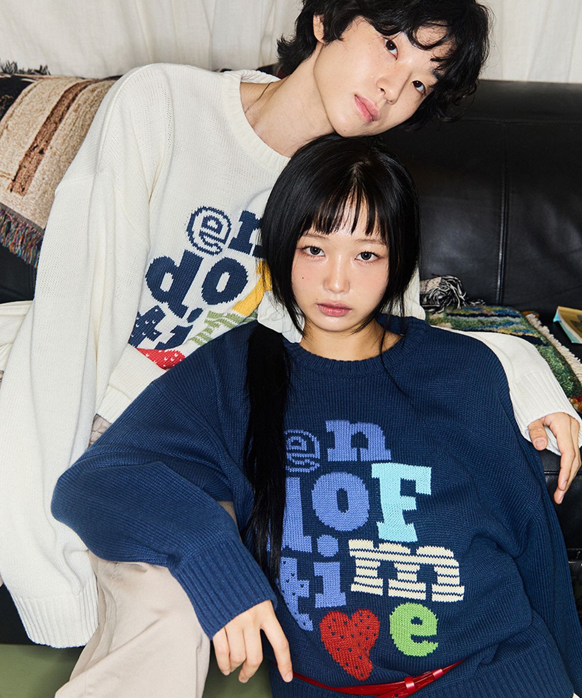 그레이버(GRAVER) [UNISEX]END OF TIME 라운드 니트_2color