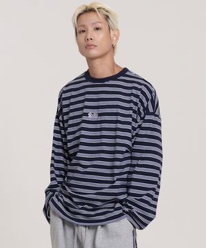 멀티 스트라이프 박스 롱슬리브 (네이비)