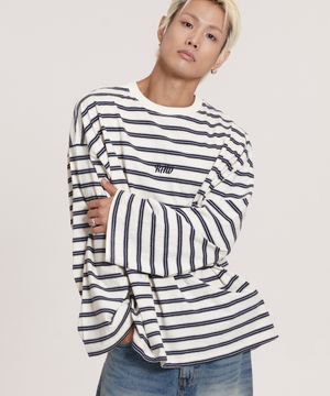 멀티 스트라이프 박스 롱슬리브 (아이보리)