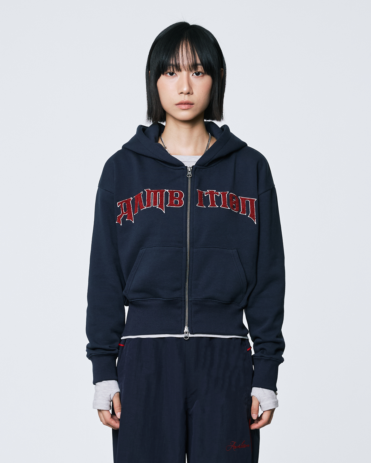 トップス ohotoro Mixed Zipper Hoodie Knit navy トップス ohotoro Mixed Zipper Hoodie Knit navy ohotoro Mixed