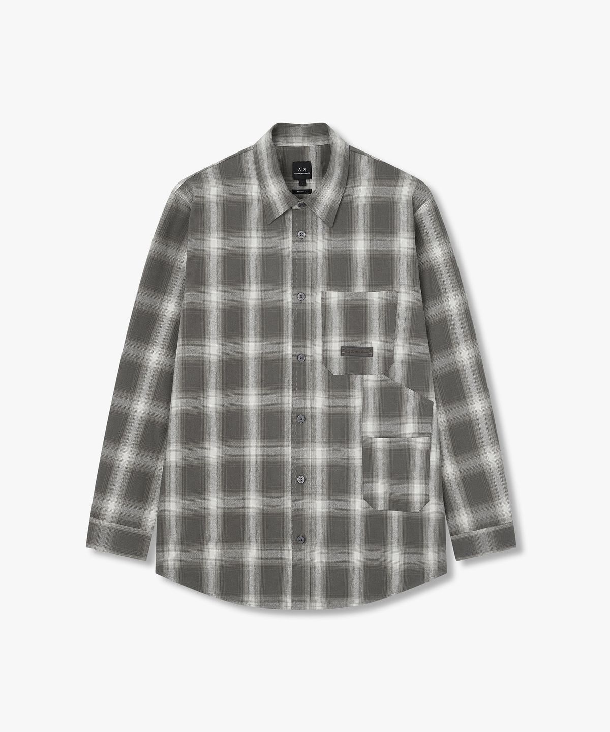 아르마니 익스체인지(ARMANI EXCHANGE) 남성 타탄 체크 플란넬 셔츠_다크 그레이 A415320005